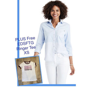 VINEYARD VINES Womens Color Block Relaxed Oxford Button Collar Shirt 2 + Free T!